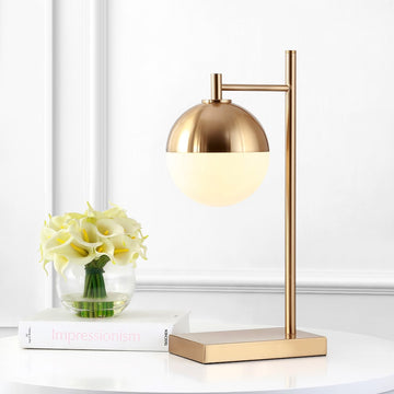 Marcel 21" Iron/Glass Art Deco Mid Century Globe LED Table Lamp - JONATHAN Y